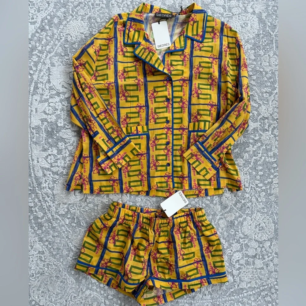 SIEDRES 2 Piece Matching Zyon Short Set Multicolor Button-Up Nico Shirt - Picture 3 of 12